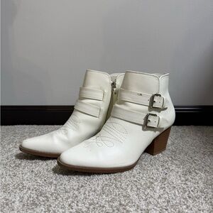 White Ankle Western Booties